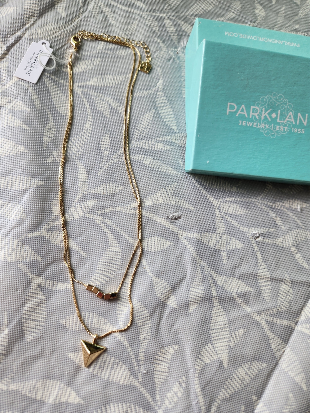 Park Lane Gold Double Layer Necklace with Geometric Triangle Pendant